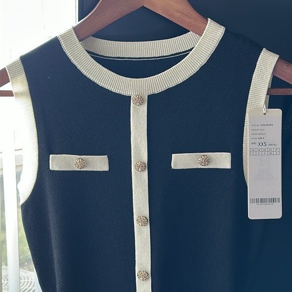 Elegant Goelia Lyocell Contrast Trim Patchwork Women Vest Midi Dress- XXS - Picture 10 of 10